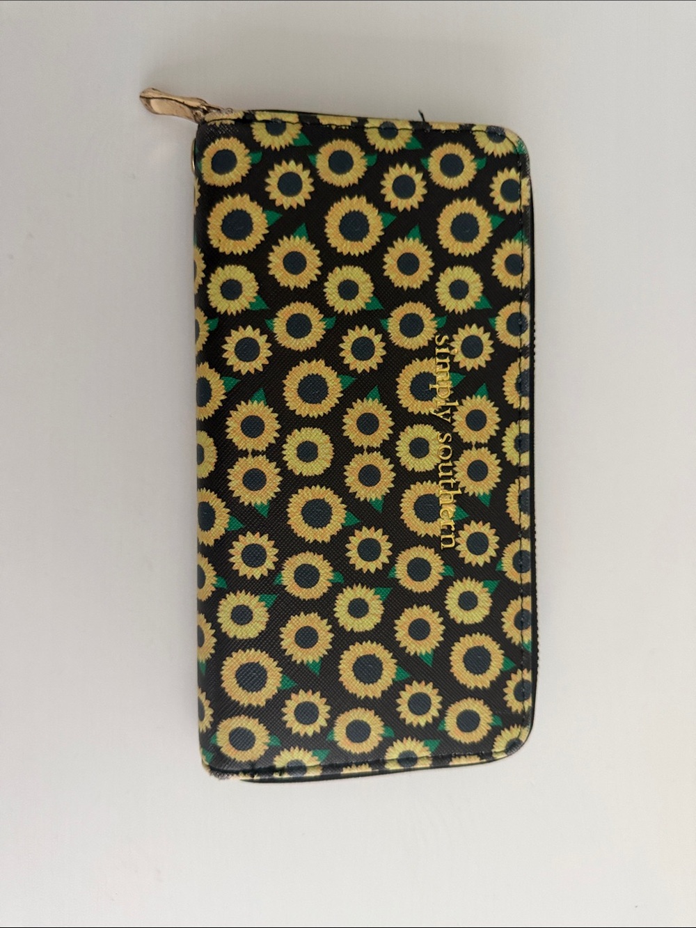 Simply Southern Black Sunflower Zip Around Wallet